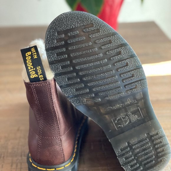 Dr. Martens 1460 Pascal Fur Lined Unisex Brown Leather Boots - Picture 5 of 6